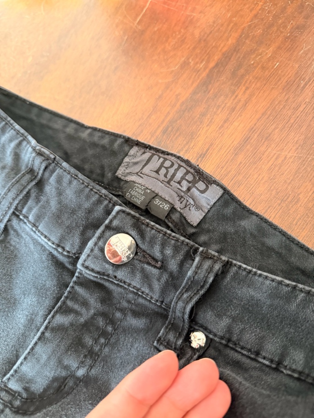 Tripp NYC Black Slim-Fit Jeans with Branded Button